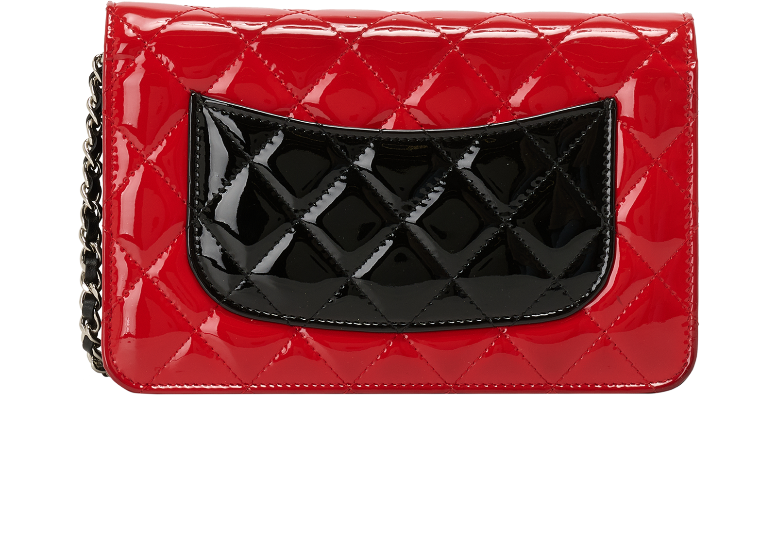 Wallet On Chain, &pound;1,800, Handbags, Black/Red, Patent Leather, Back view